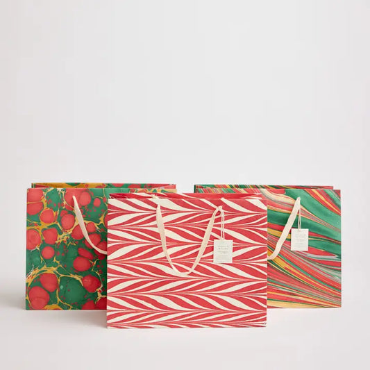 Hand Marbled Gift Bags (Large) - Christmas Glitz