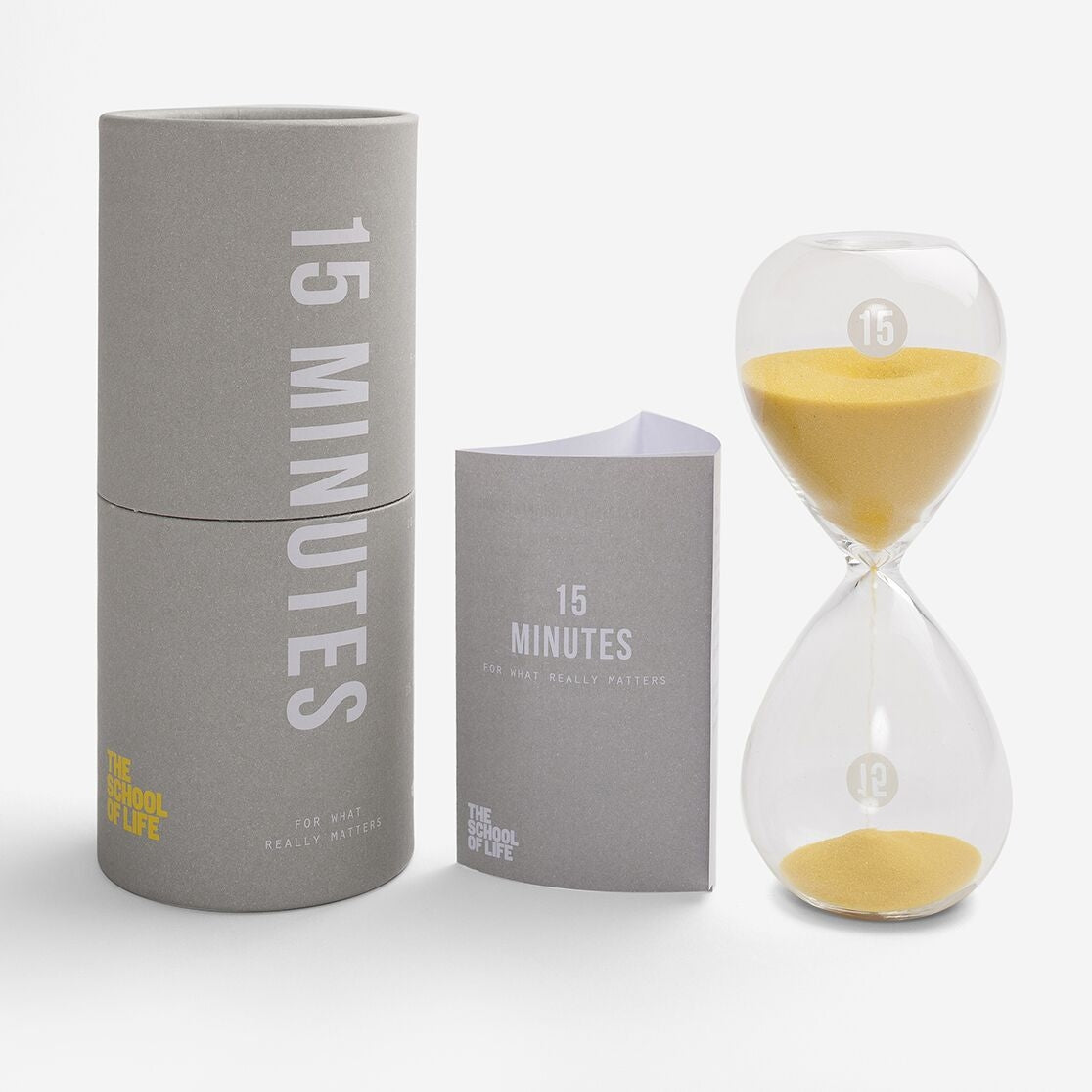 A 15 minute hourglass by School of Life from the Pencil Me In stationery shop. 