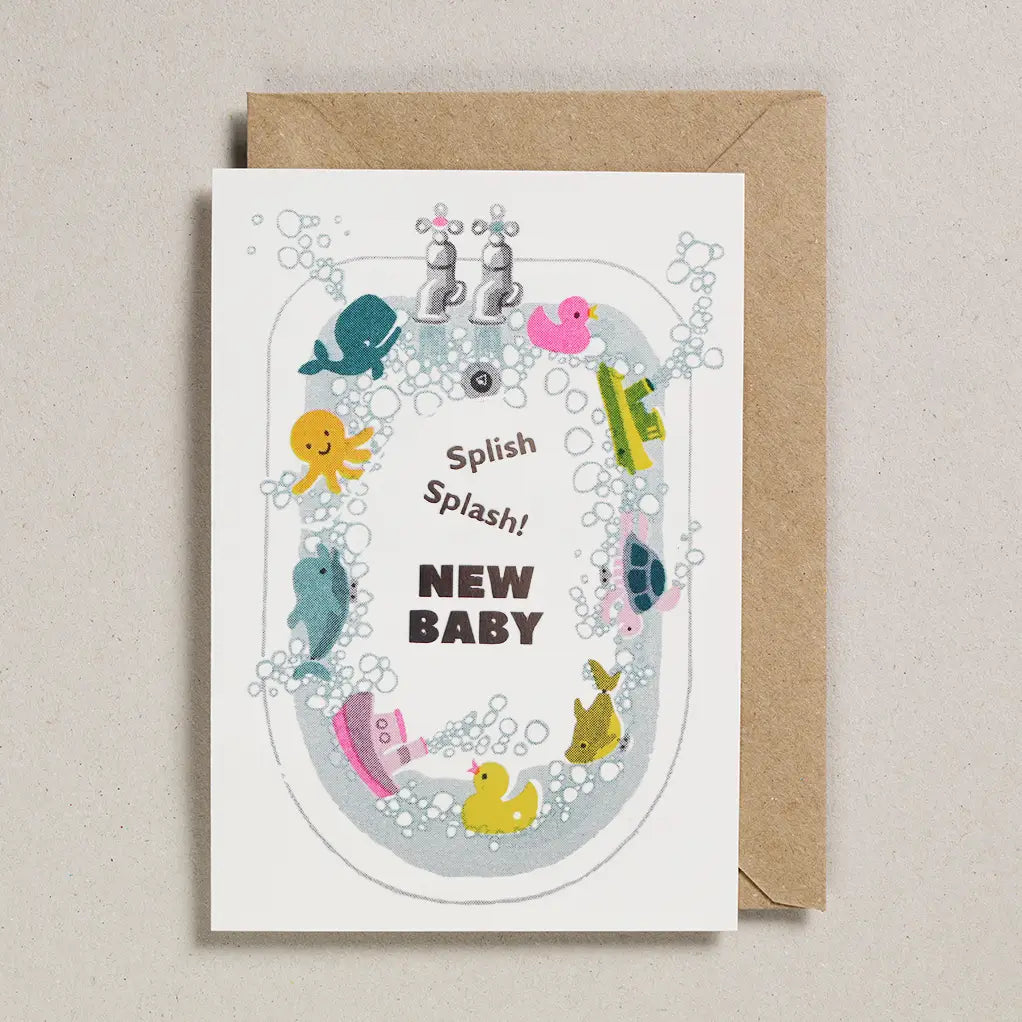 Splish Splash New Baby Riso card
