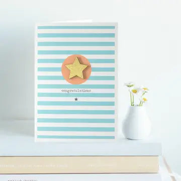 Congratulations Wooden Star Embellished card