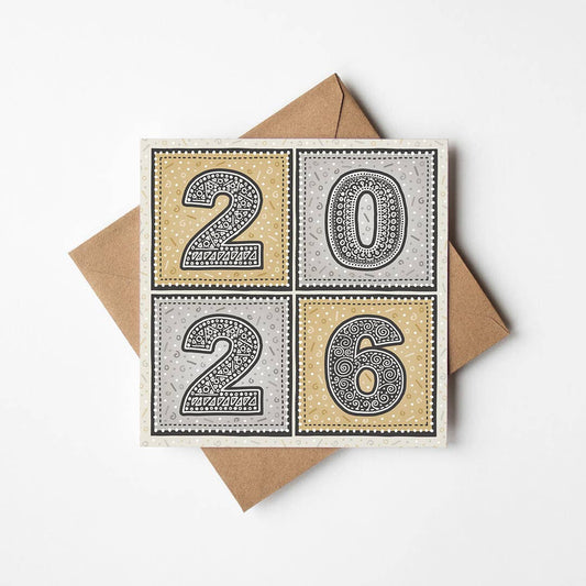 Gold and Silver Unique 2026 New Year Card