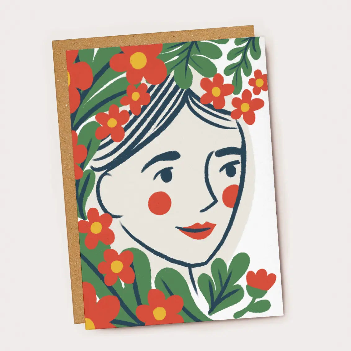 Floral Woman Portrait card