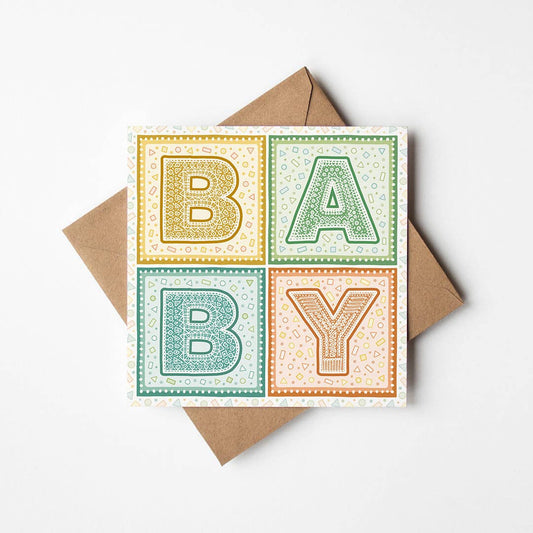 Colourful Typographic New Baby Card