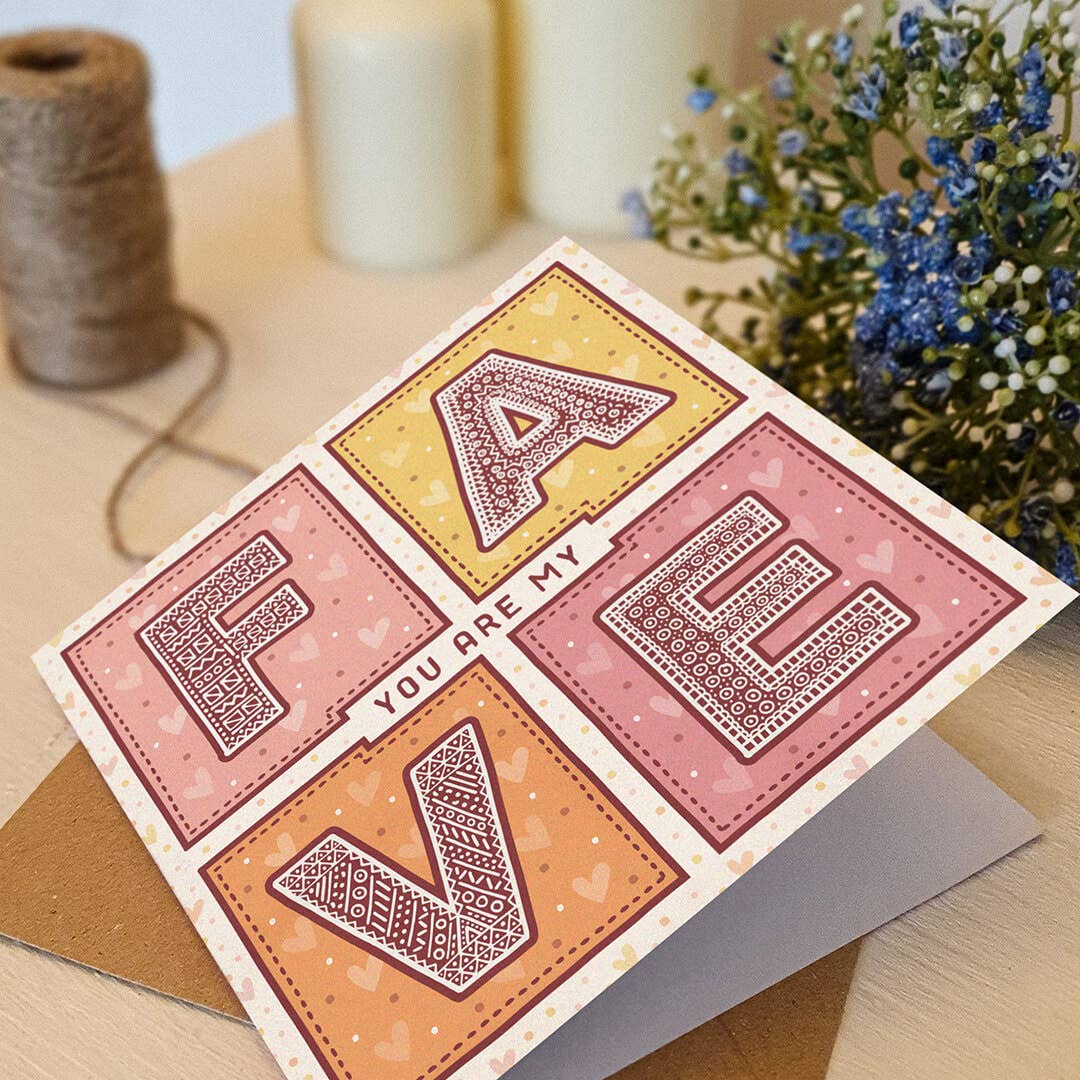 Pink and Orange You Are My Fave Cute Anniversary Card
