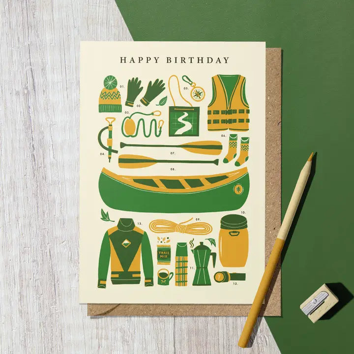 Canoeing kit Birthday card