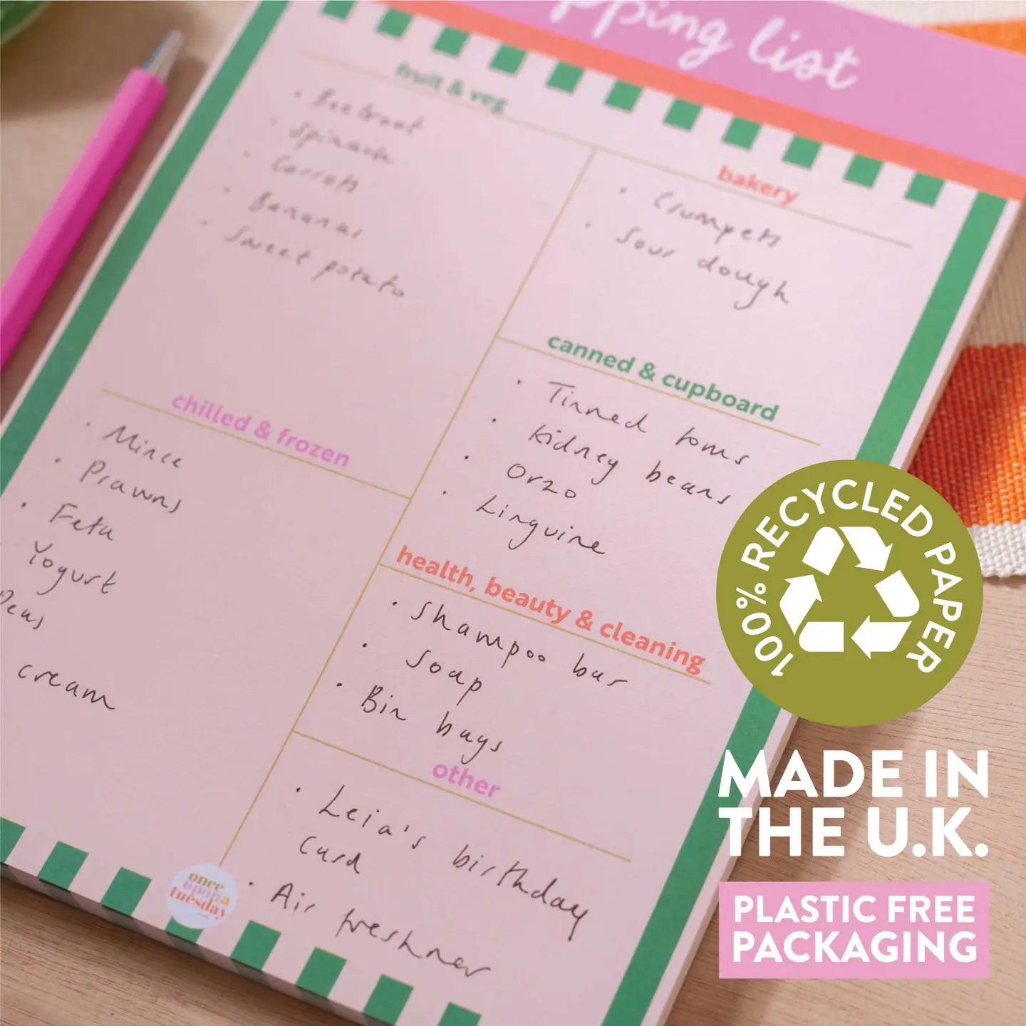 A5 Weekly Shopping List Pad