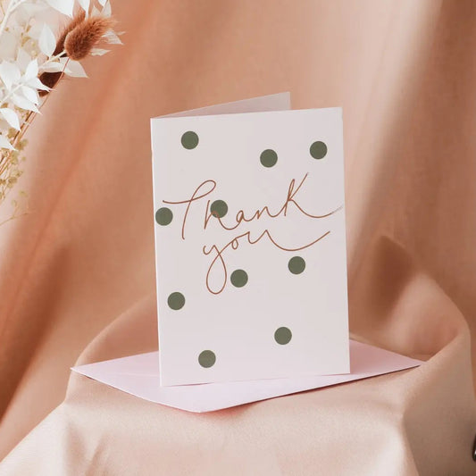 Green Polka Dot Thank you card