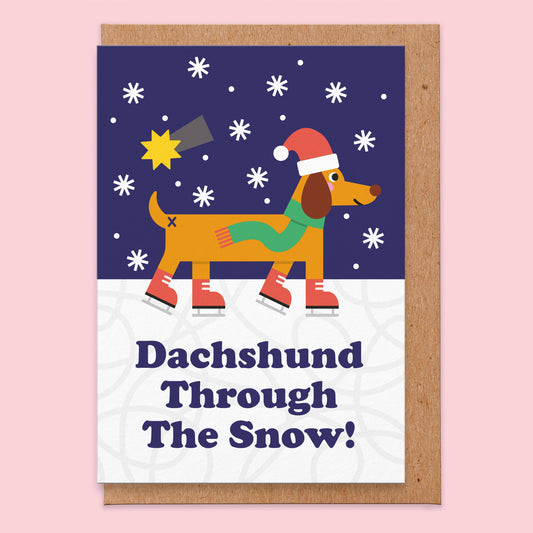 Dachshund Through the Snow Christmas Card