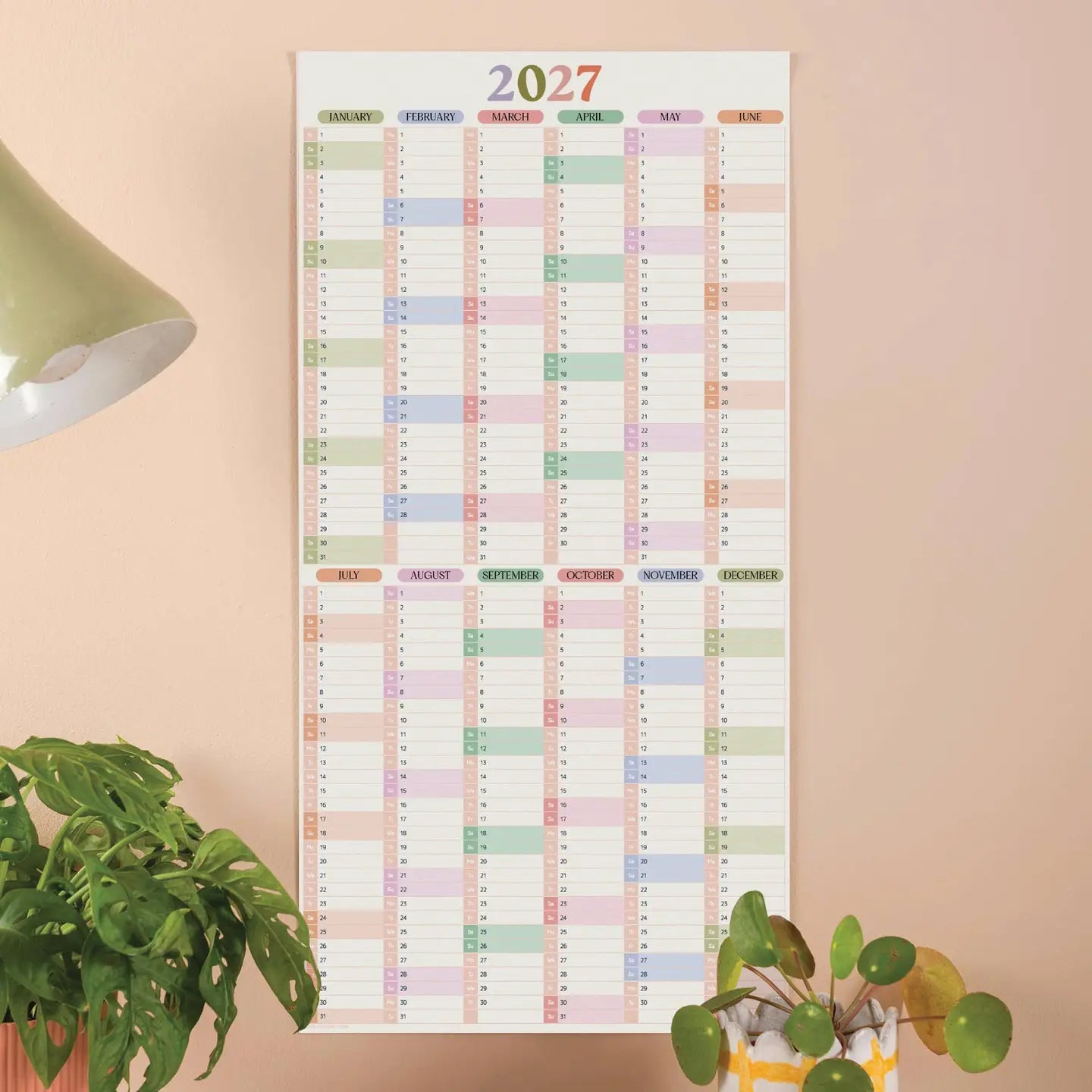 2027 Year Wall Planner - Pastel Portrait