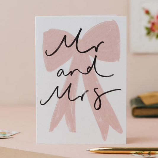 Mr & Mrs pink bow card