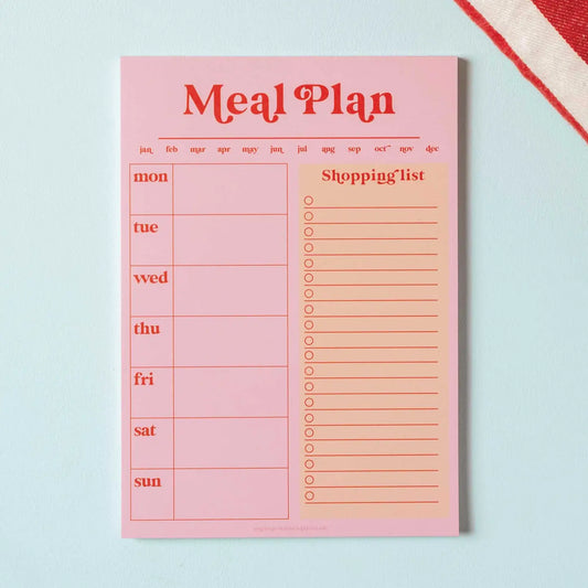 A5 Meal Planner - pink & red
