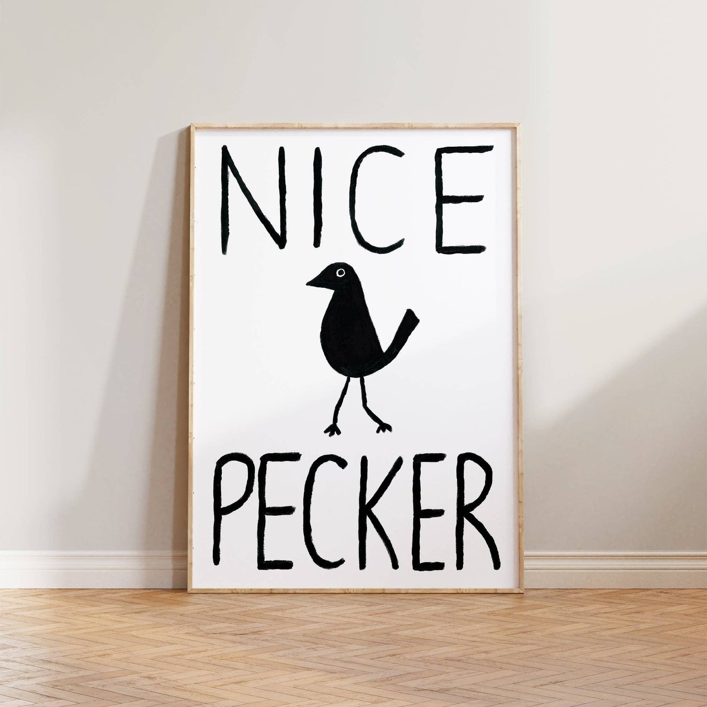 Nice Pecker Hand Painted Print A4