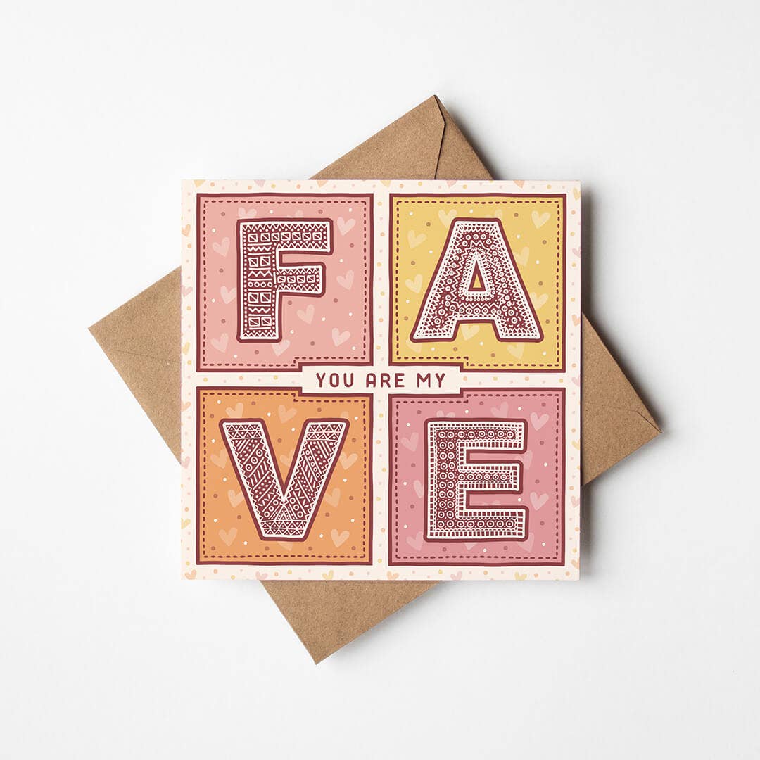 Pink and Orange You Are My Fave Cute Anniversary Card