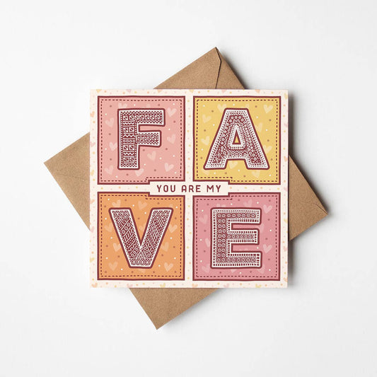 Pink and Orange You Are My Fave Cute Anniversary Card