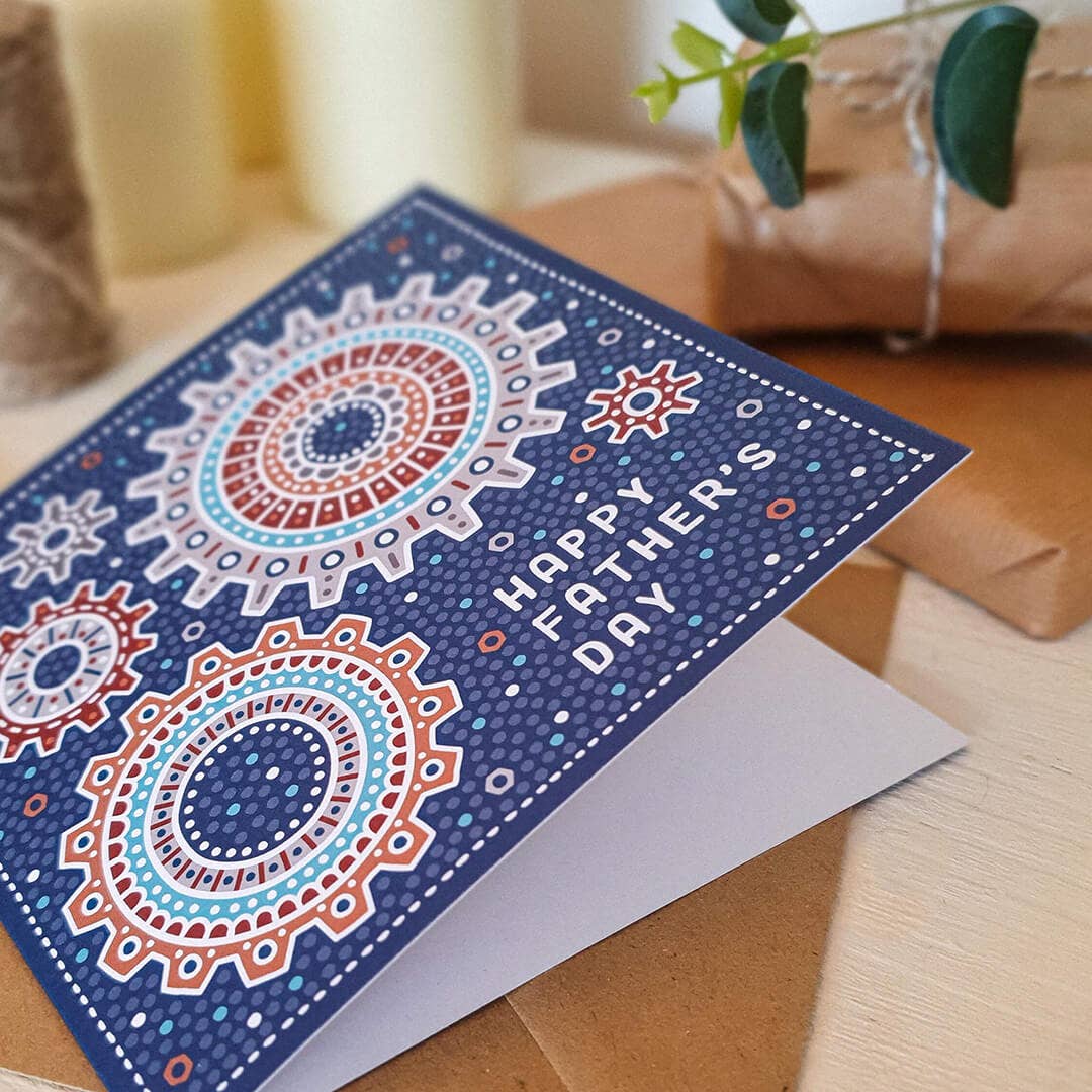 Blue Mechanical Illustrations Happy Father's Day Card