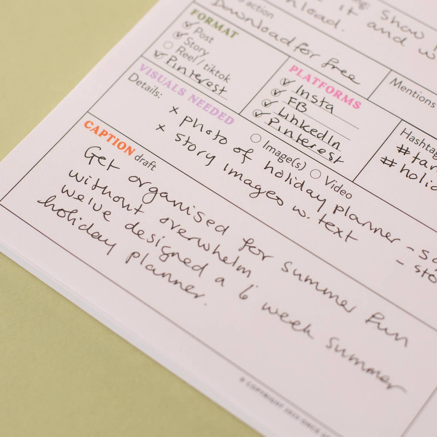 An A5 content planning pad from the Pencil Me In stationery shop. 