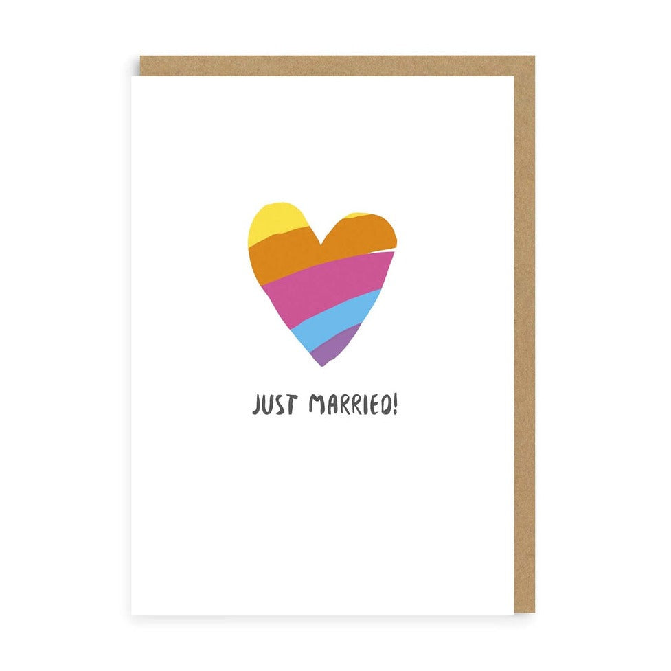 Just Married Rainbow Heart