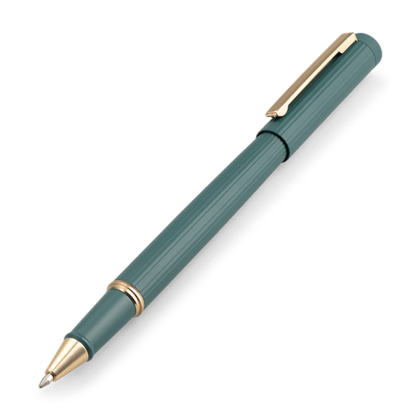 A teal rollerball pen from the Pencil Me In stationery shop. 