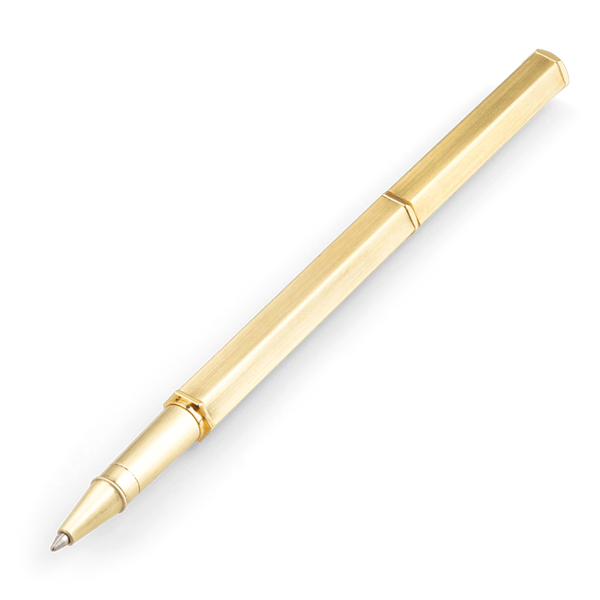 A gold rollerball pen from the Pencil Me In stationery shop.