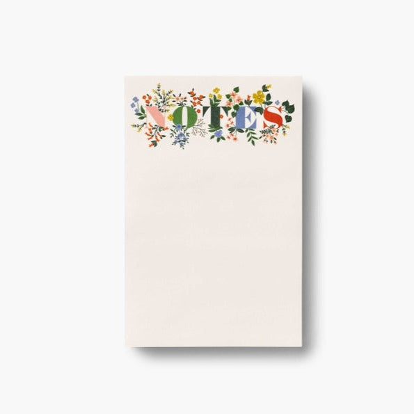 A floral notepad from Pencil Me In stationery shop.