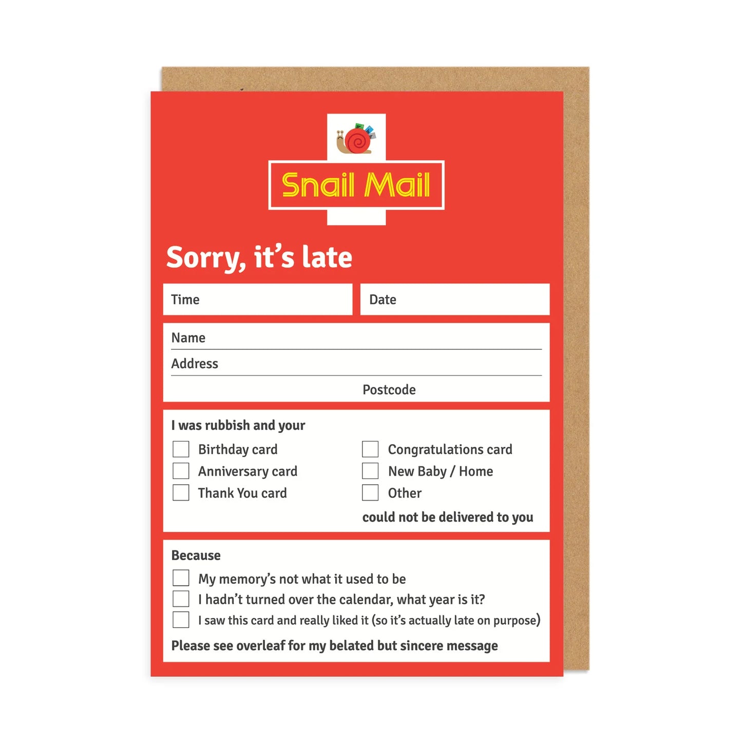 Snail Mail Belated Birthday Greeting Card