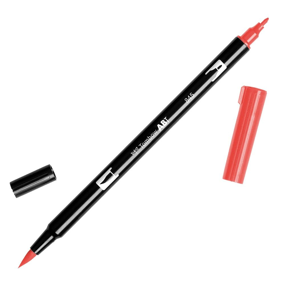 A carmine Tombow dual brush pen from the Pencil Me In stationery shop.