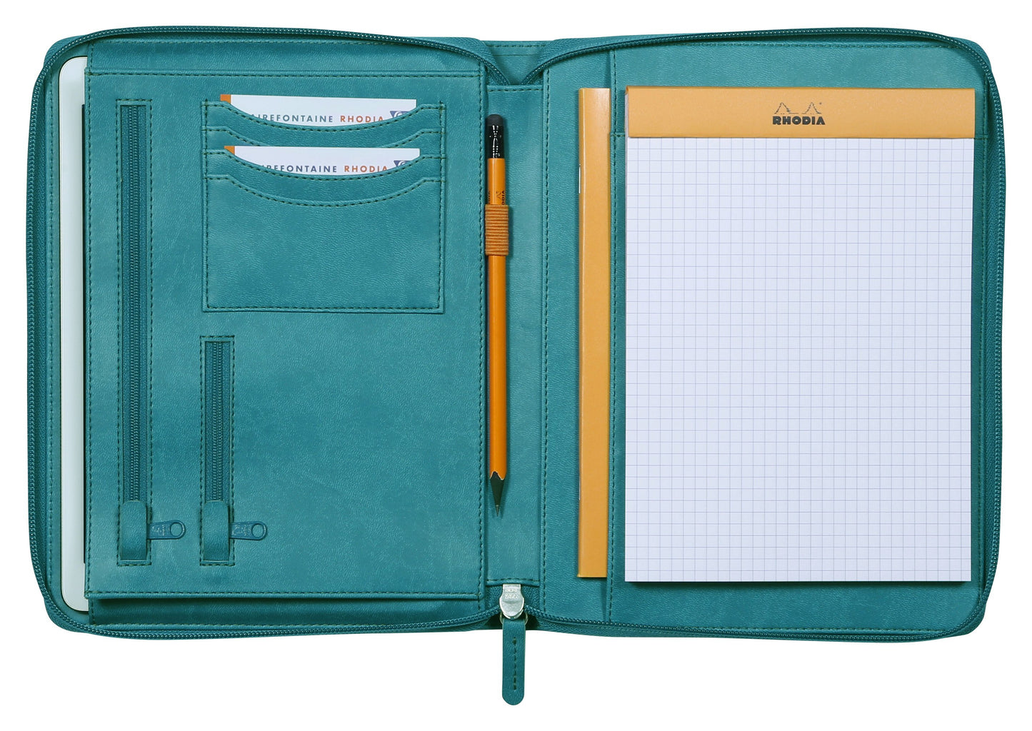 An A4 Portfolio Case in Peacock from the Pencil Me In stationery shop.