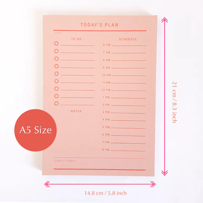 Minimalist Pink A5 Daily Planner Pad