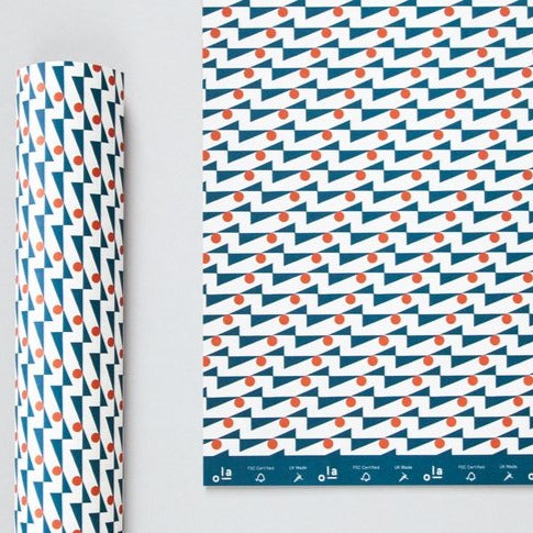 Ola Turquoise and Red print Gift Wrap