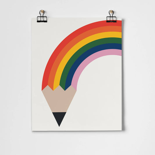 Rainbow pencil print from the Pencil Me In stationery shop.