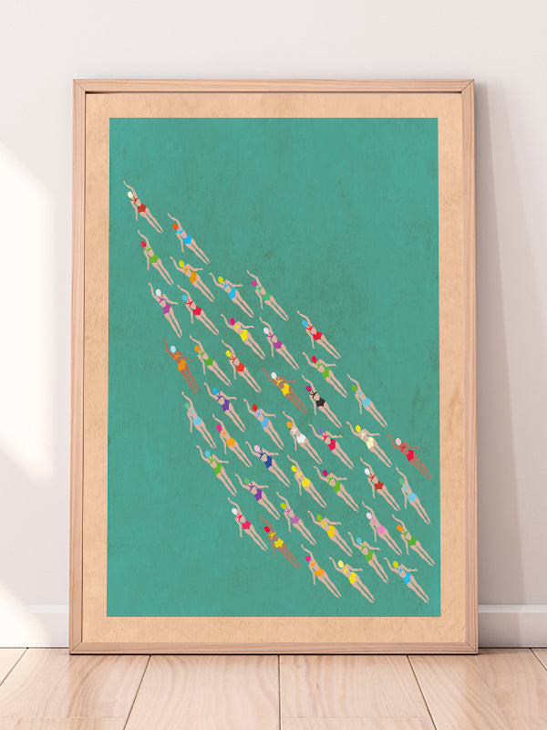 A racing swimmers art print from Pencil Me In stationery shop.