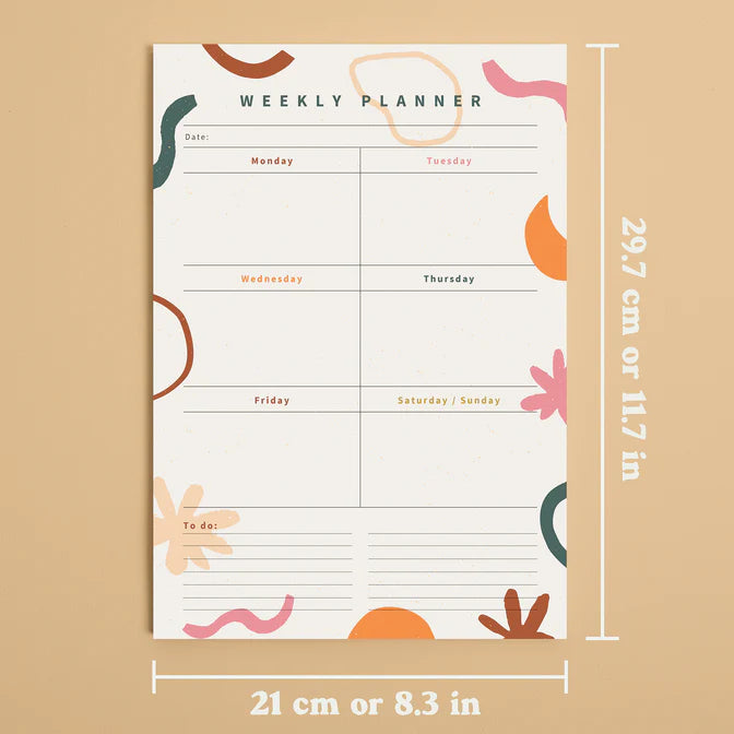 A4 weekly planner pad from the Pencil Me In stationery shop.