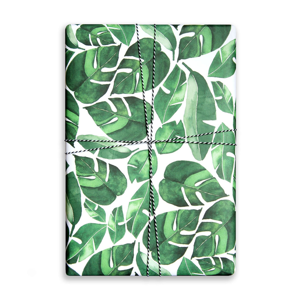 Paper Parade Green Leaves Gift Wrap