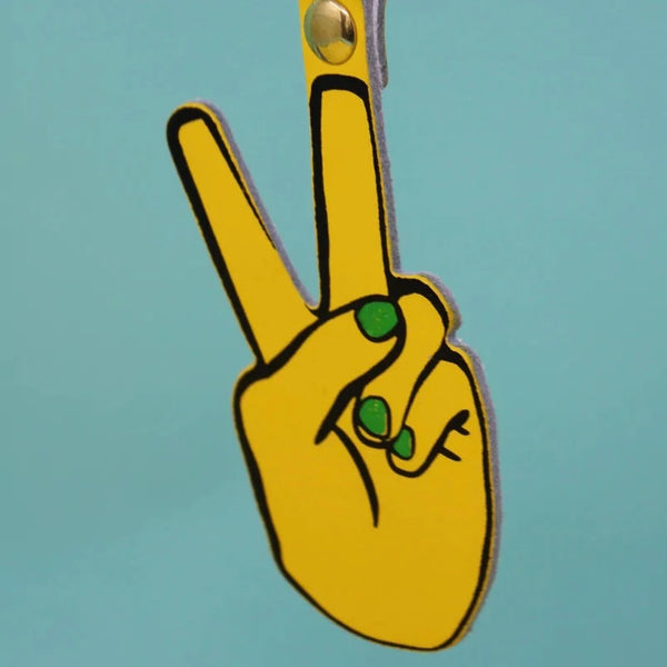 Colourful Leather Peace Sign Keyring
